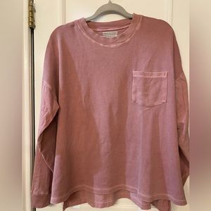 Urban Outfitters Women’s Waffle Knit Long Sleeve Top | Dusty Rose | Medium